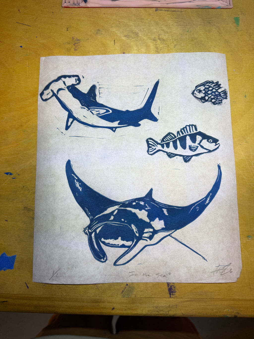 Sea creature collage, 9x11