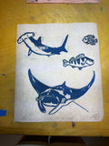 Sea creature collage, 9x11